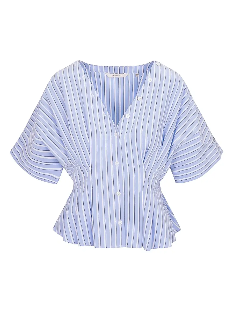 Women's Priya Striped Poplin V-Neck Blouse Women's Priya Striped Poplin V-Neck Blouse