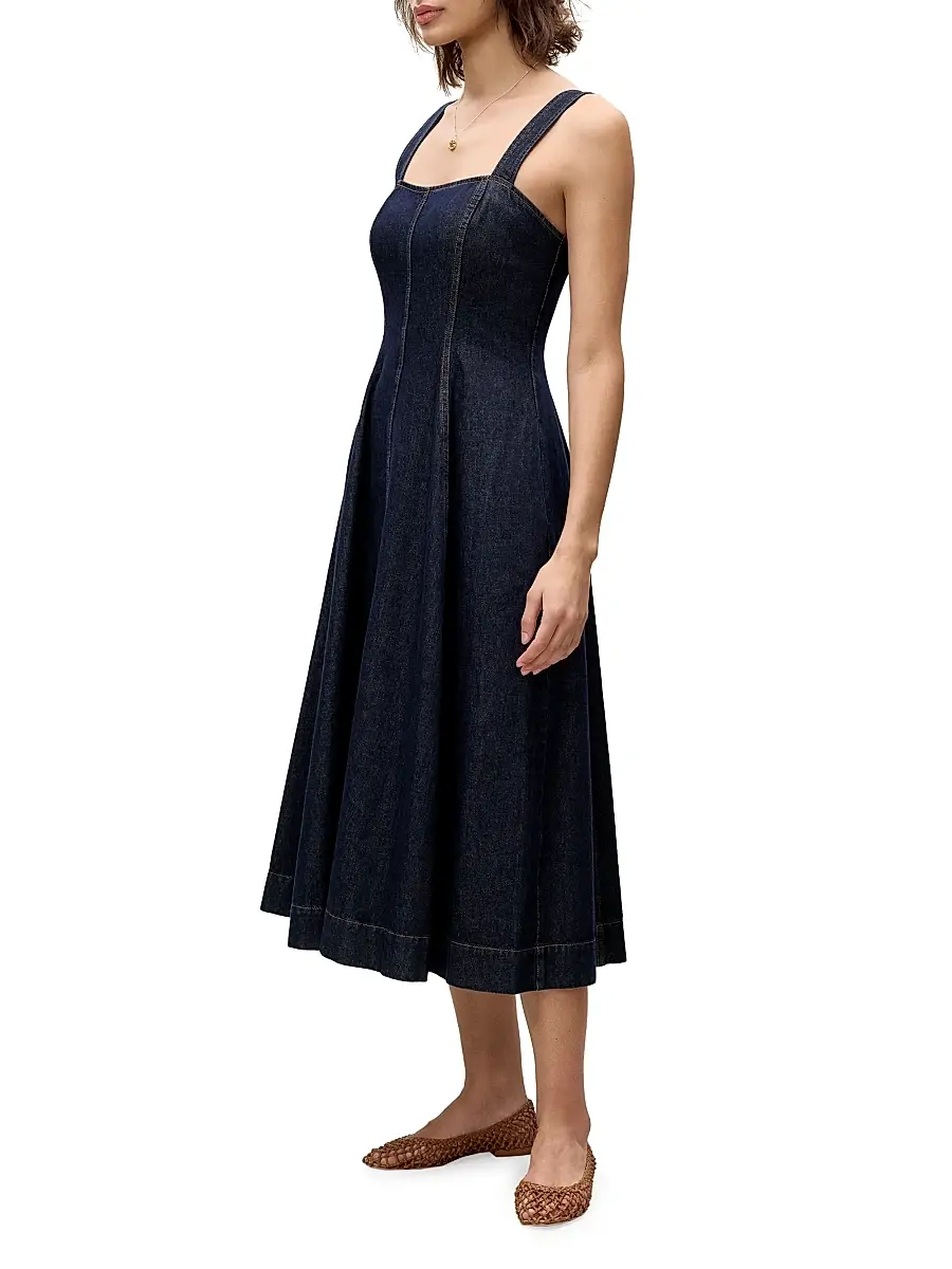 REBECCA TAYLOR Women's Gabrielle Denim Midi-Dress | Thumbnail 3