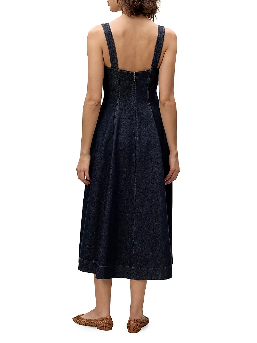 REBECCA TAYLOR Women's Gabrielle Denim Midi-Dress | Thumbnail 4