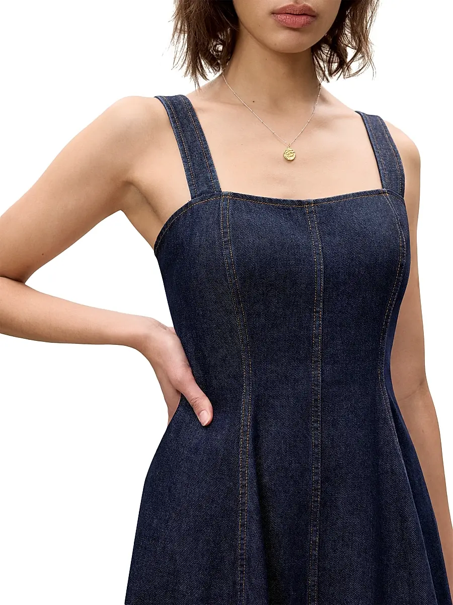 REBECCA TAYLOR Women's Gabrielle Denim Midi-Dress | Thumbnail 5