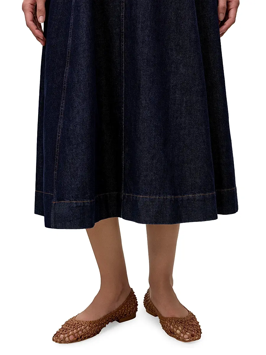 REBECCA TAYLOR Women's Gabrielle Denim Midi-Dress | Thumbnail 6