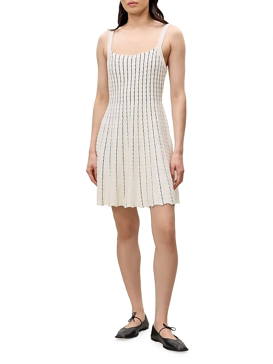 REBECCA TAYLOR Women's Dorothy Scallop Knit A-Line Minidress | Thumbnail 2