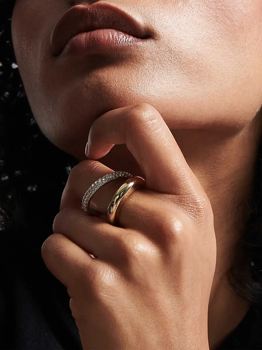 Demarson Women's Vida Two-Tone & Glass Crystal Double-Band Ring | Thumbnail 2 Demarson Women's Vida Two-Tone & Glass Crystal Double-Band Ring | Thumbnail 2