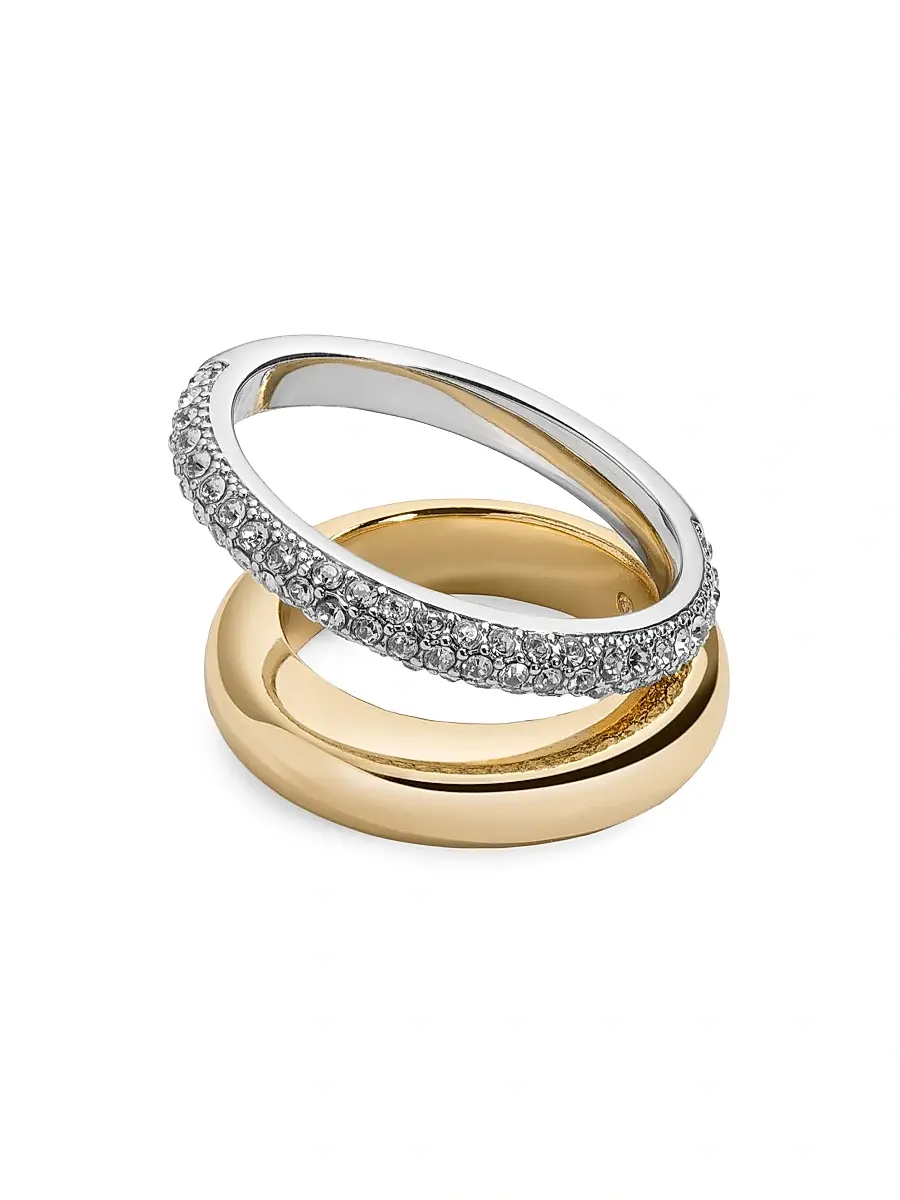 Demarson Women's Vida Two-Tone & Glass Crystal Double-Band Ring