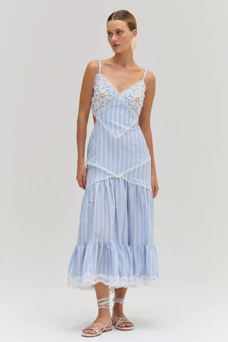 PatBo MARINE LINEN CUT OUT MIDI DRESS | Thumbnail 4 PatBo MARINE LINEN CUT OUT MIDI DRESS | Thumbnail 4