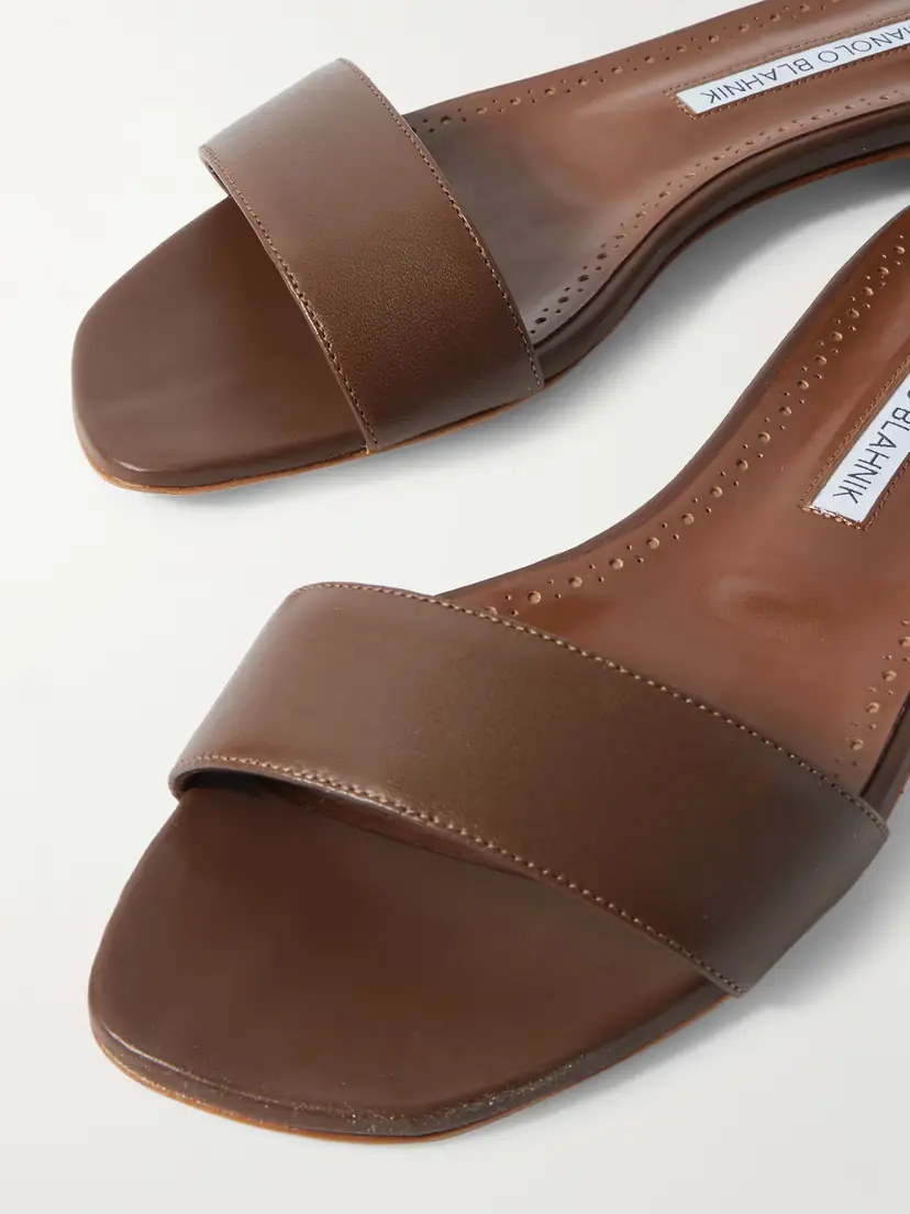 Manolo Blahnik Chastanaflat Lace-up Suede And Leather Sandals | Thumbnail 4