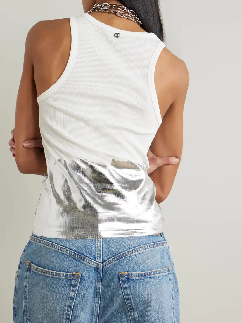 Rabanne Embellished Metallic Ribbed Stretch-cotton Jersey Tank | Thumbnail 4 Rabanne Embellished Metallic Ribbed Stretch-cotton Jersey Tank | Thumbnail 4