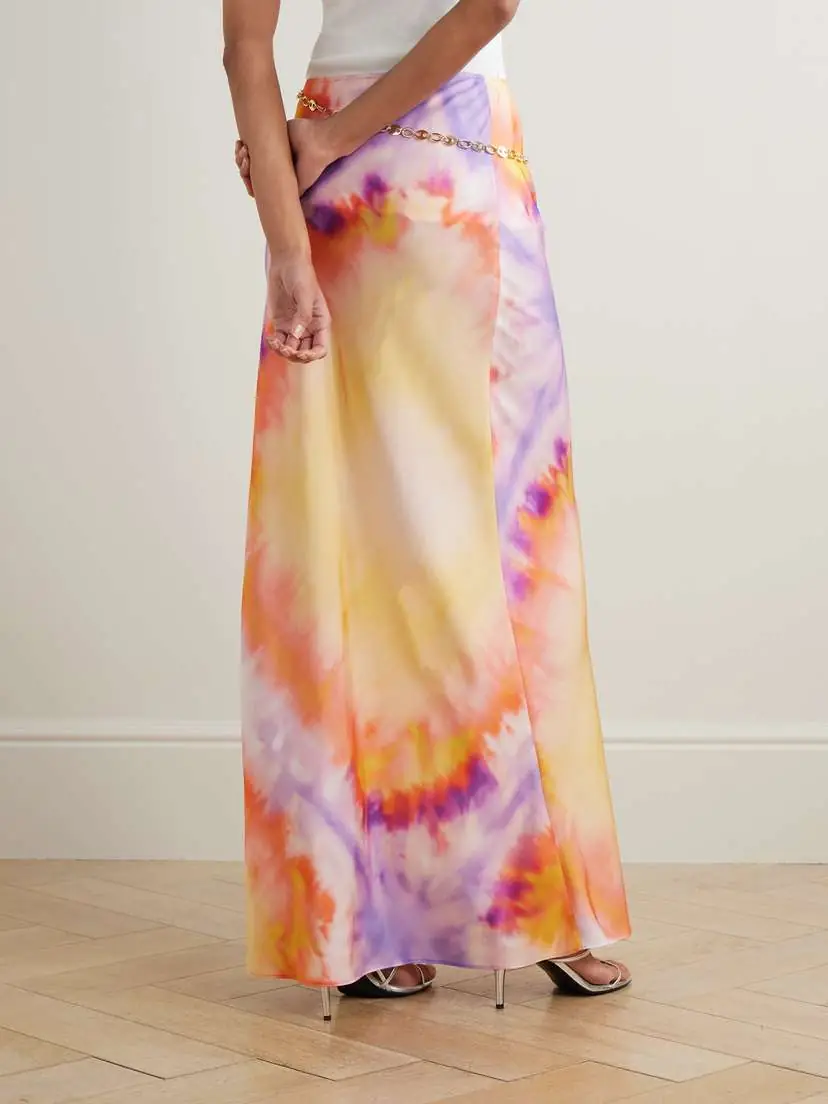 Rabanne Chainmail-embellished Tie-dyed Satin Maxi Skirt | Thumbnail 4
