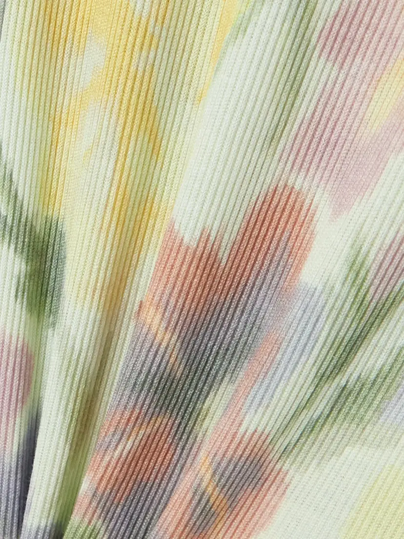 Loewe Floral-print Ribbed Silk And Cotton-blend Midi Dress | Thumbnail 4