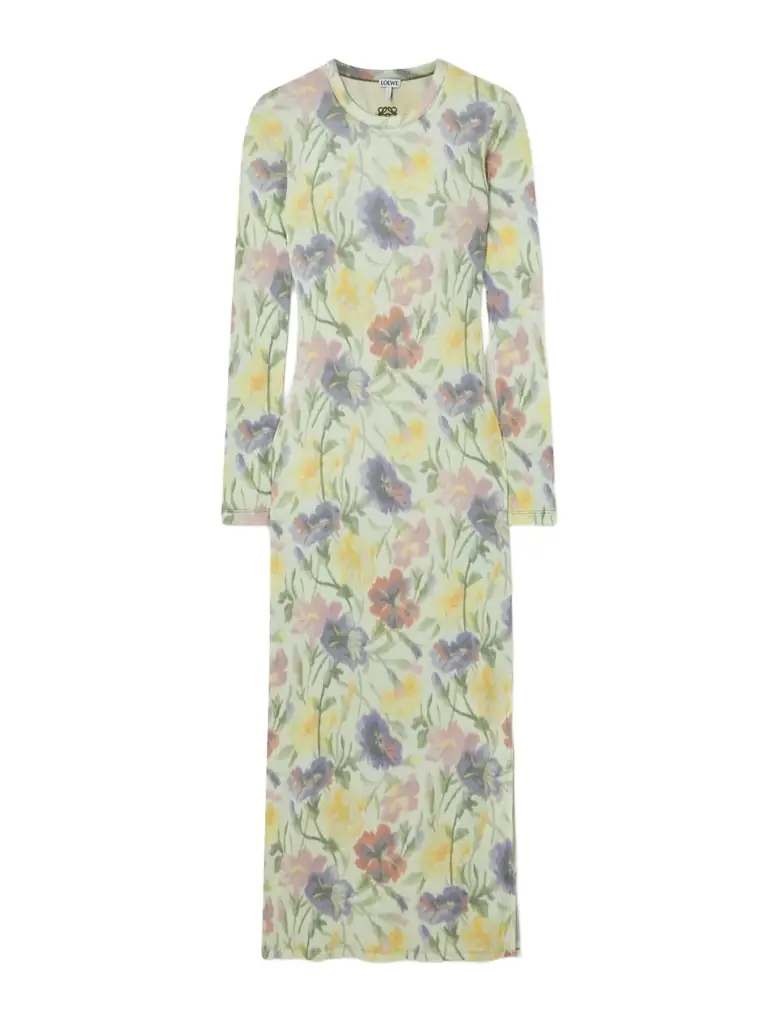 Floral-print Ribbed Silk And Cotton-blend Midi Dress