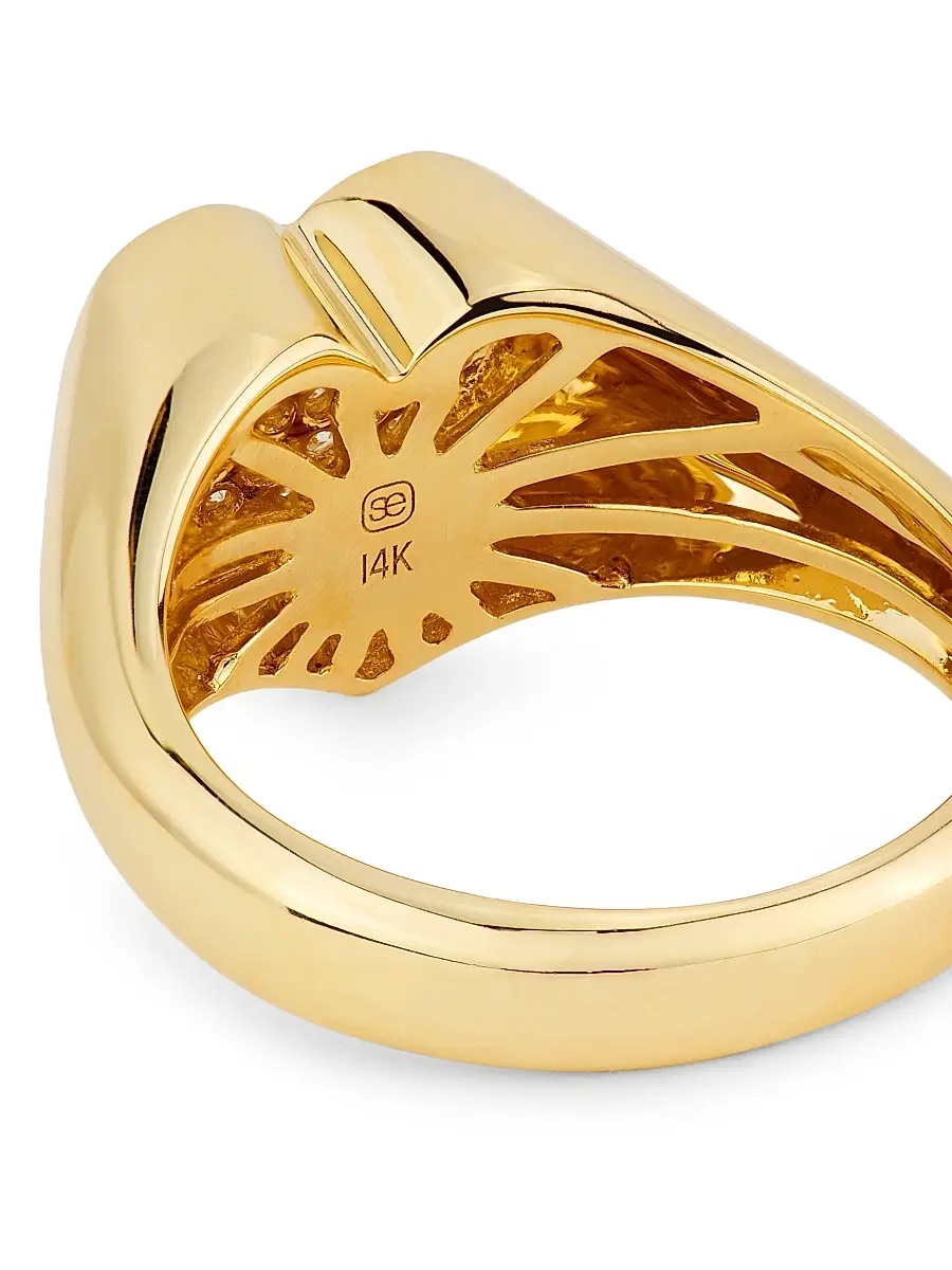 Sydney Evan Women's Love Notes 14K Yellow Gold & 0.18 TCW Diamond Heart Signet Ring | Thumbnail 3 Sydney Evan Women's Love Notes 14K Yellow Gold & 0.18 TCW Diamond Heart Signet Ring | Thumbnail 3