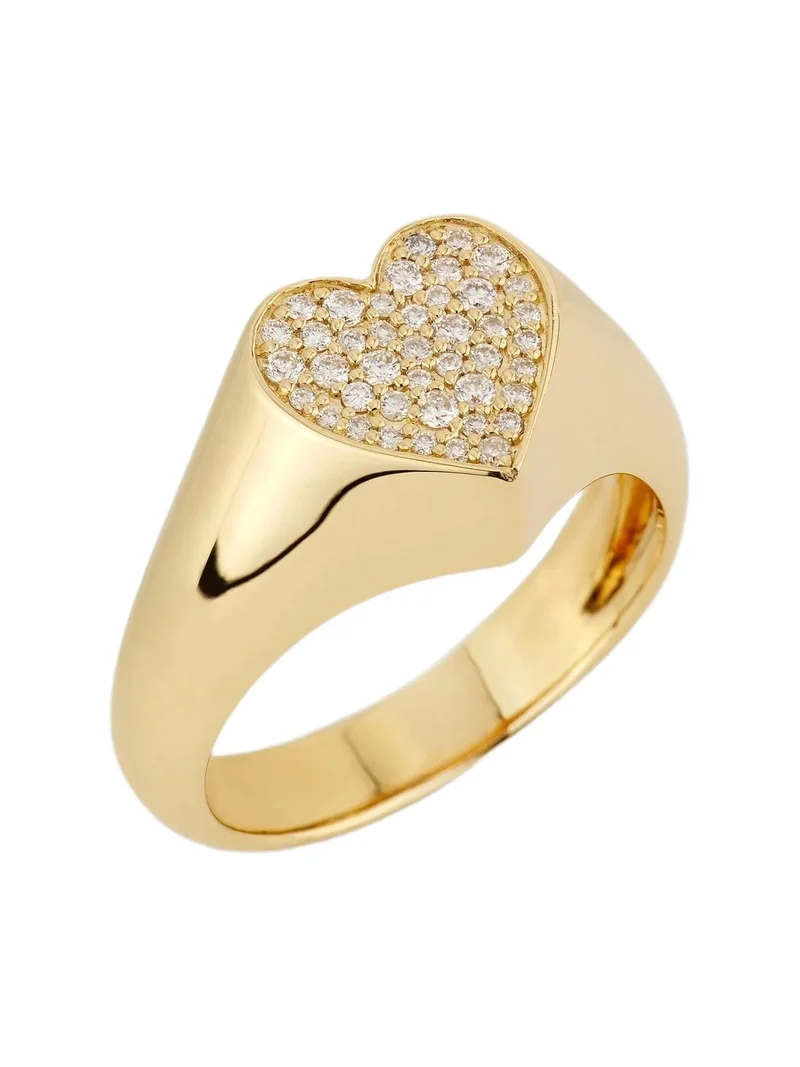 Sydney Evan Women's Love Notes 14K Yellow Gold & 0.18 TCW Diamond Heart Signet Ring | Thumbnail 1 Sydney Evan Women's Love Notes 14K Yellow Gold & 0.18 TCW Diamond Heart Signet Ring | Thumbnail 1