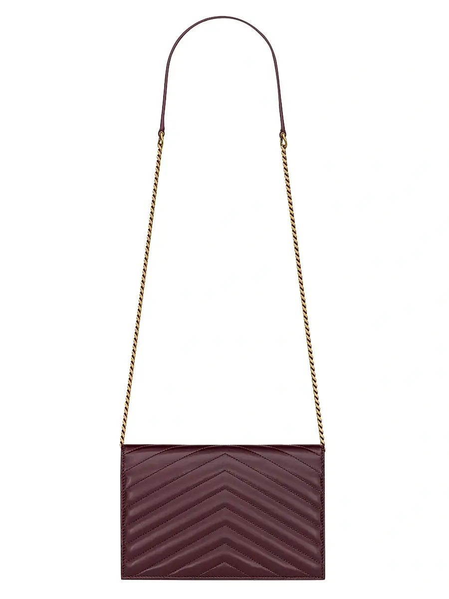 Saint Laurent Women's Cassandre Envelope Chain Wallet in Shiny Leather - Bloody Drink | Thumbnail 5 Saint Laurent Women's Cassandre Envelope Chain Wallet in Shiny Leather - Bloody Drink | Thumbnail 5