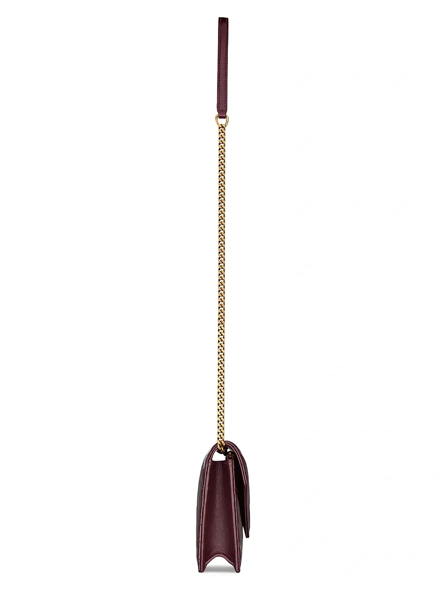 Saint Laurent Women's Cassandre Envelope Chain Wallet in Shiny Leather - Bloody Drink | Thumbnail 7 Saint Laurent Women's Cassandre Envelope Chain Wallet in Shiny Leather - Bloody Drink | Thumbnail 7