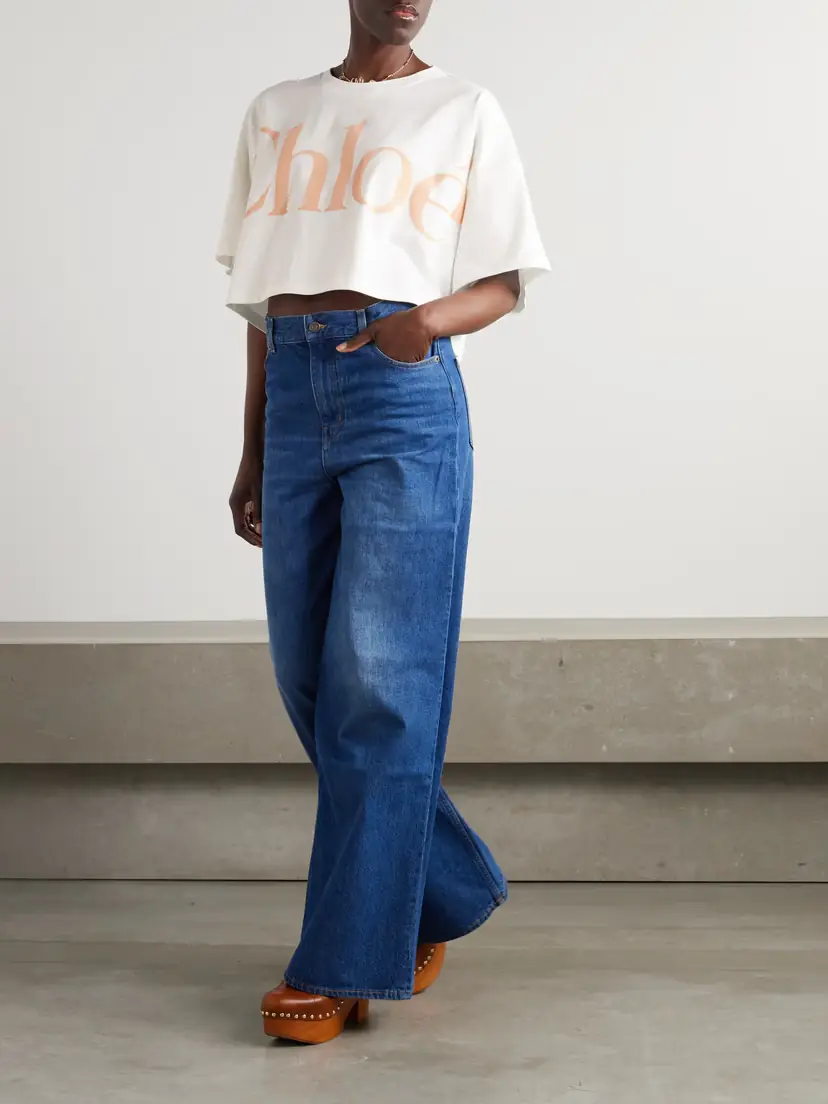 Chloé Cropped Printed Cotton-jersey T-shirt | Thumbnail 2