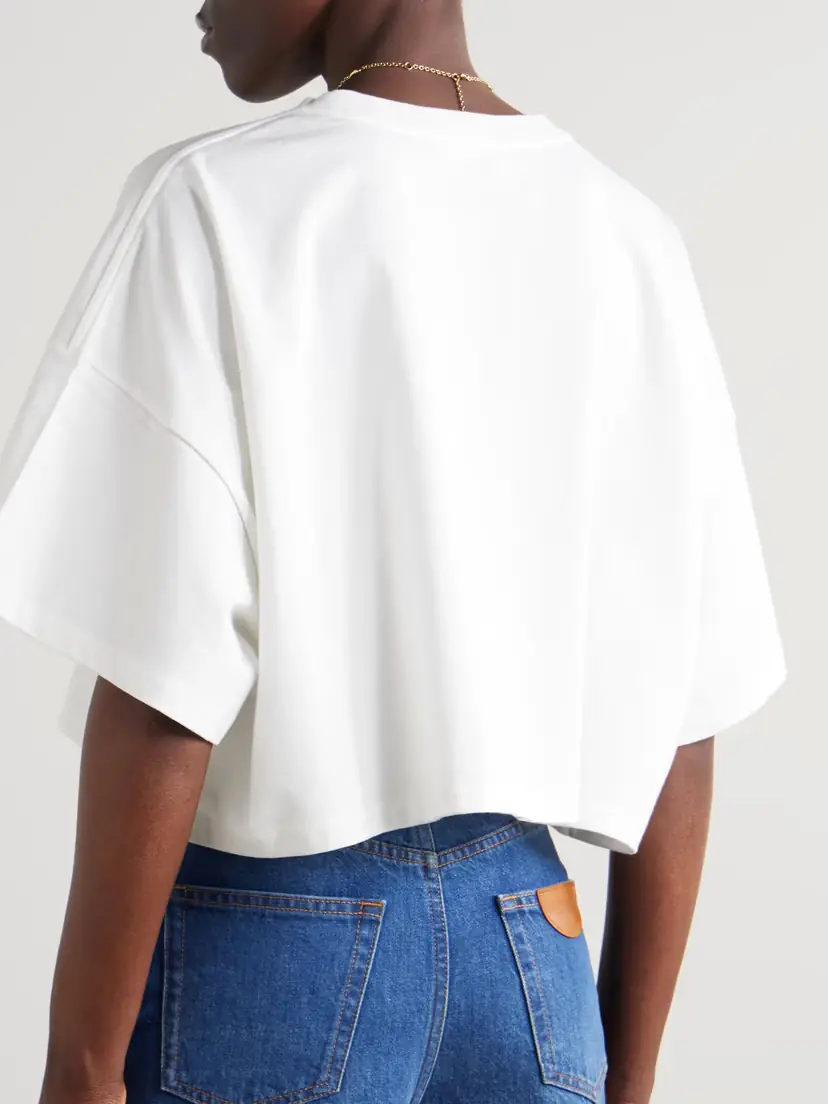 Chloé Cropped Printed Cotton-jersey T-shirt | Thumbnail 3