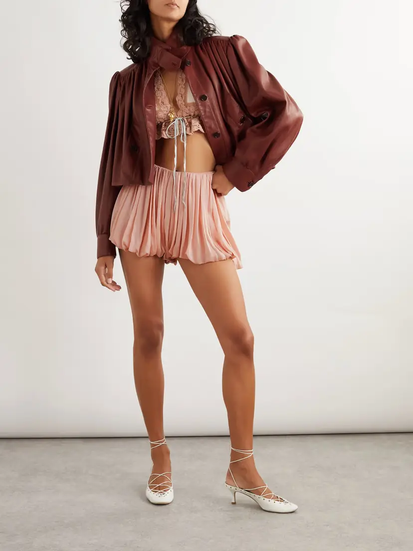 Chloé Pleated Silk Crepe De Chine Shorts | Thumbnail 2 Chloé Pleated Silk Crepe De Chine Shorts | Thumbnail 2