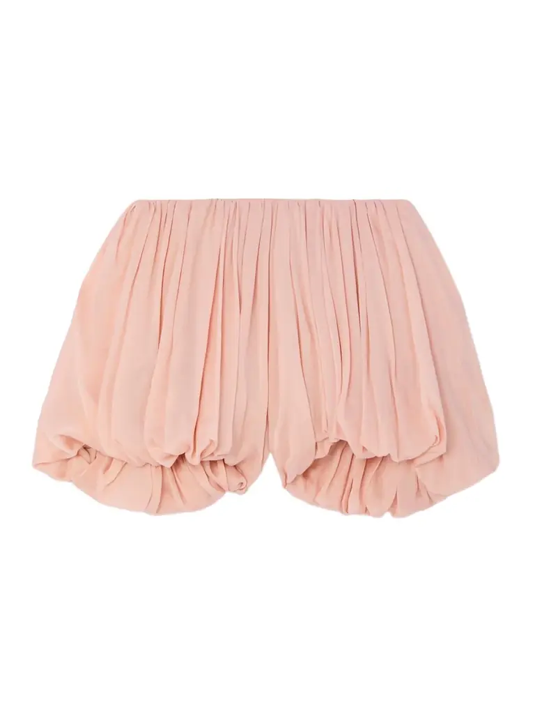 Pleated Silk Crepe De Chine Shorts