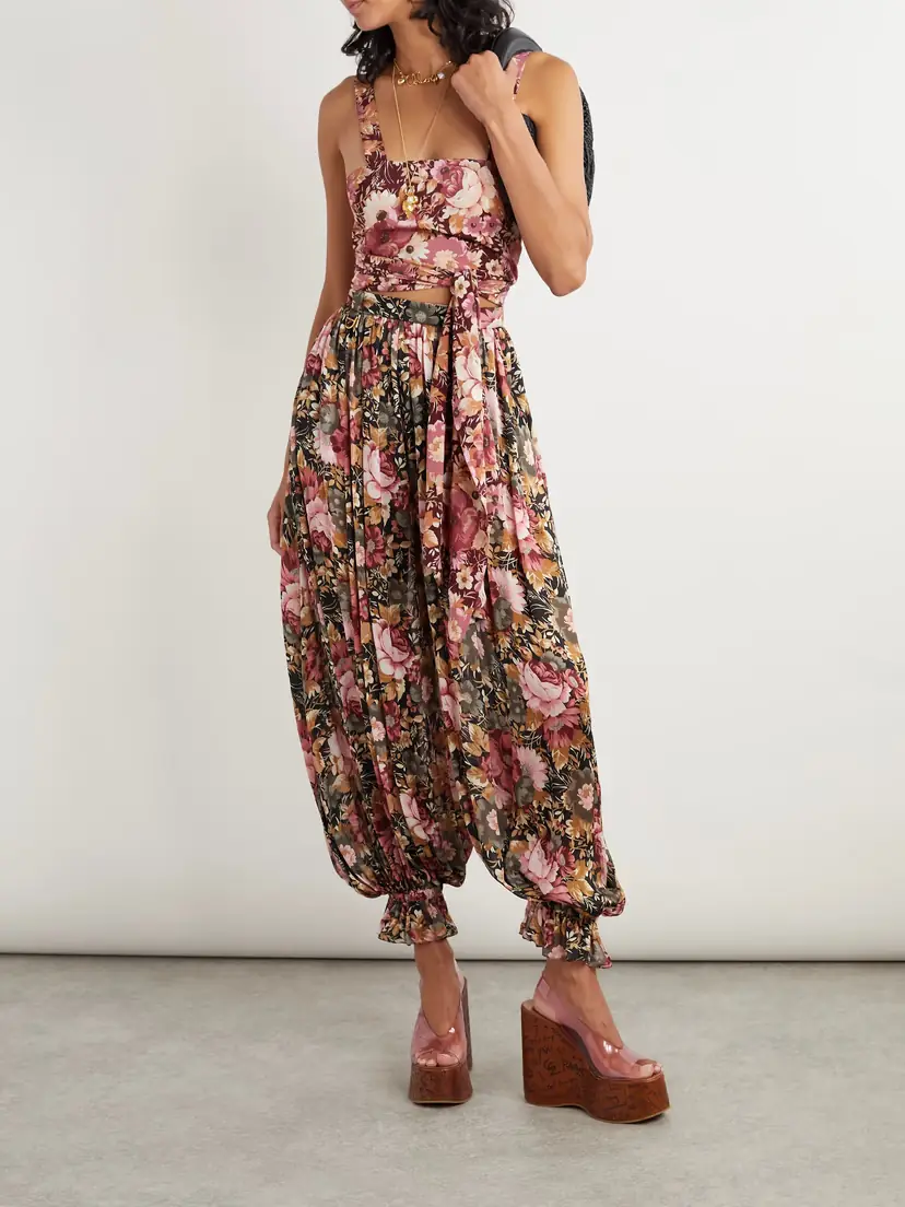 Chloé Cropped Floral-print Silk-crepe Top | Thumbnail 2