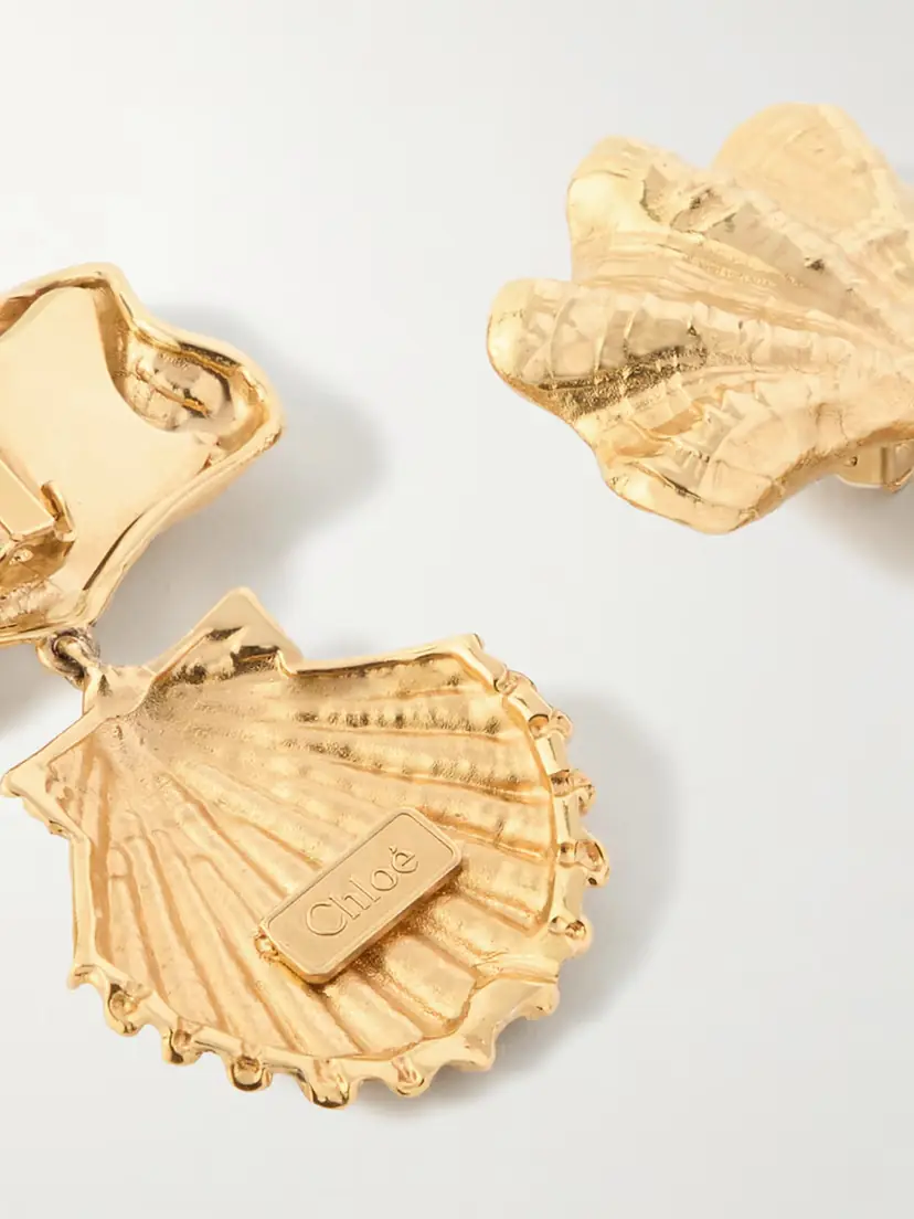 Chloé Shell Gold-tone Clip Earrings | Thumbnail 3