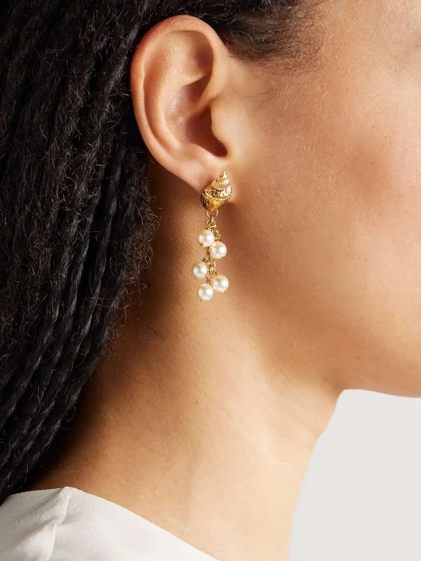 Chloé Faux Pearl Embellished Gold-tone Earrings | Thumbnail 2 Chloé Faux Pearl Embellished Gold-tone Earrings | Thumbnail 2