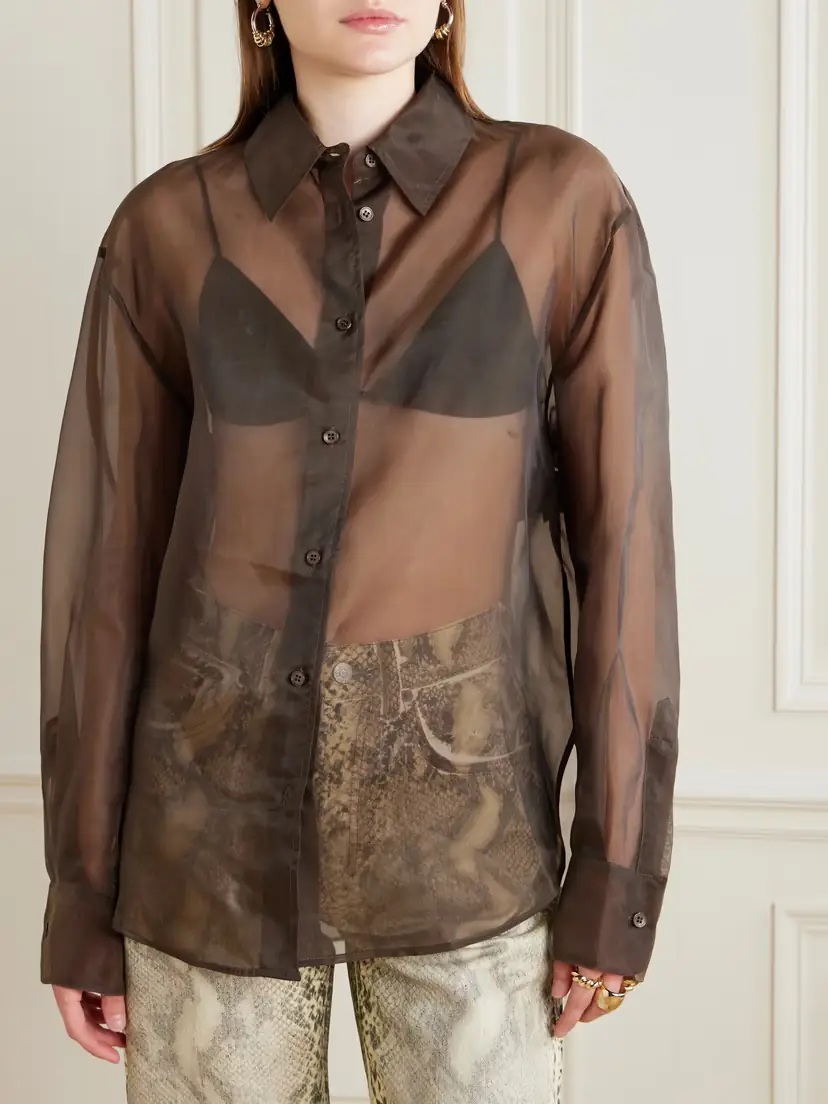 The Frankie Shop Peri Silk-blend Organza Shirt | Thumbnail 3