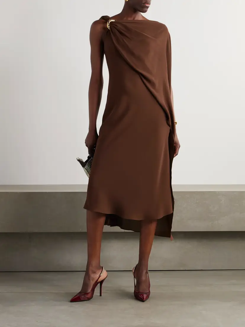 Gucci Cape-effect Embellished Silk-crepe Midi Dress | Thumbnail 2