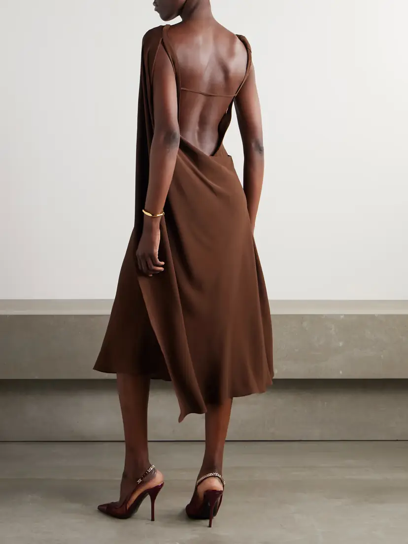 Gucci Cape-effect Embellished Silk-crepe Midi Dress | Thumbnail 3