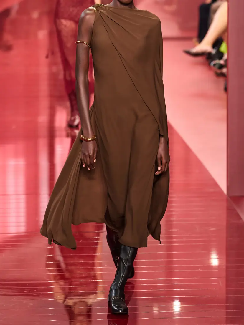 Gucci Cape-effect Embellished Silk-crepe Midi Dress | Thumbnail 4