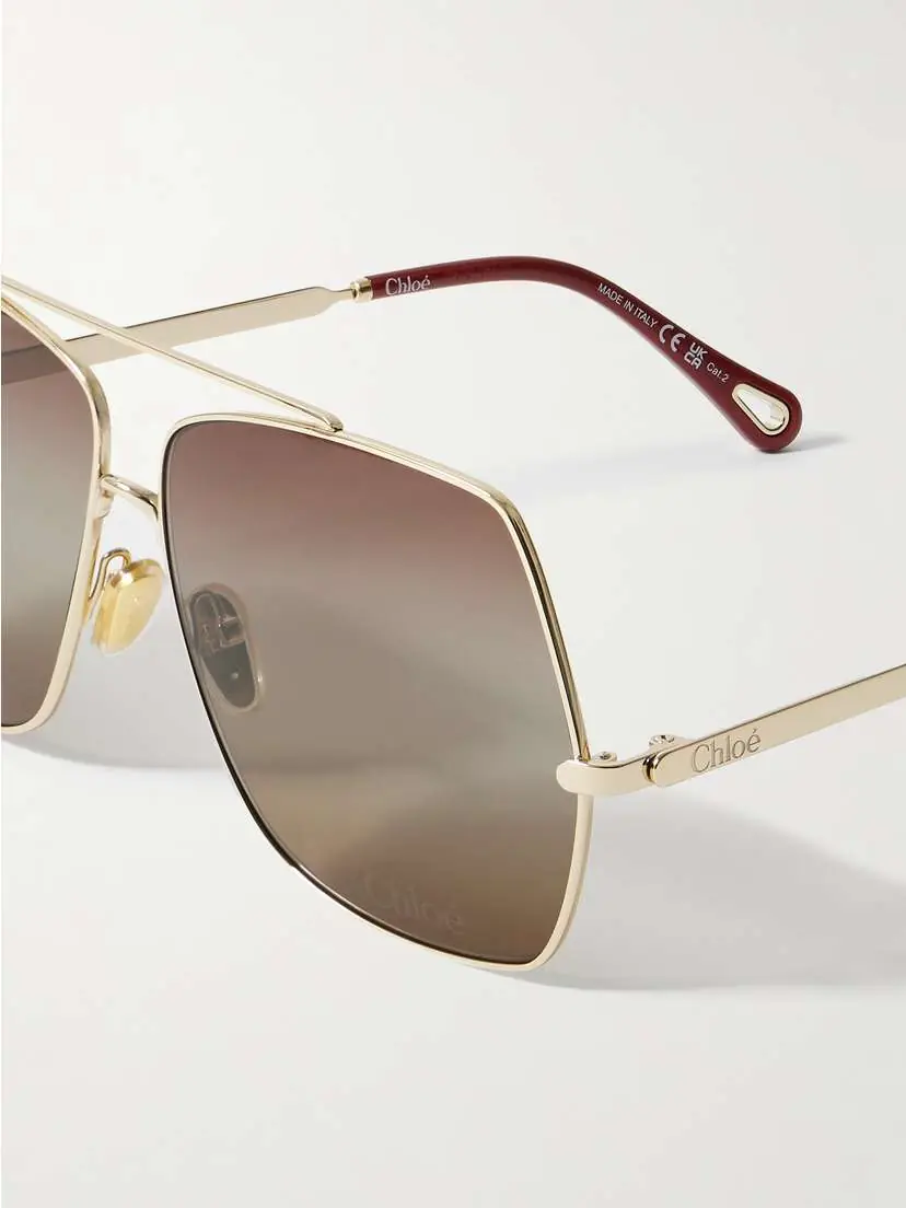Chloé Oversized Aviator-style Gold-tone Sunglasses | Thumbnail 4