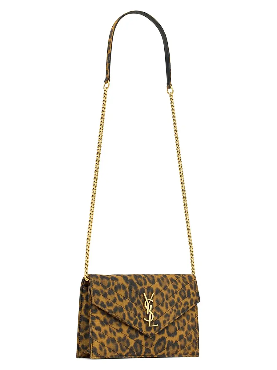 Saint Laurent Women's Cassandre Envelope Chain Wallet in Canvas - Leopard | Thumbnail 4