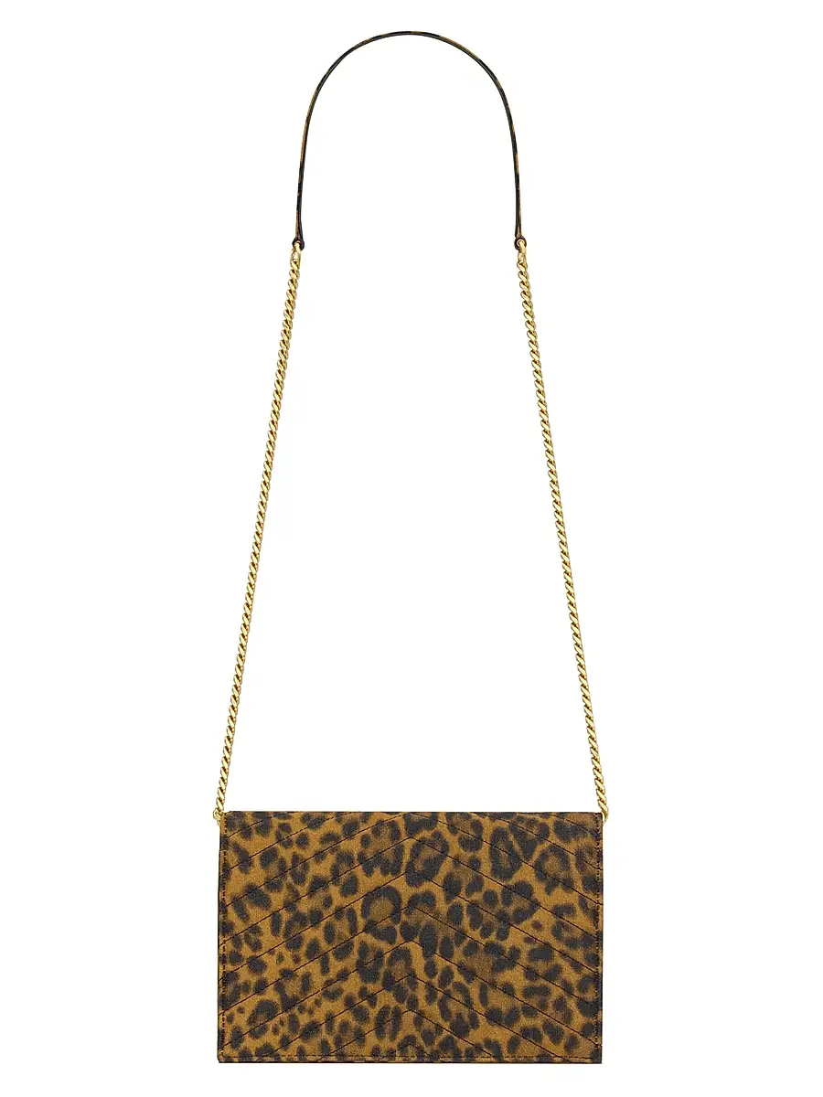 Saint Laurent Women's Cassandre Envelope Chain Wallet in Canvas - Leopard | Thumbnail 5