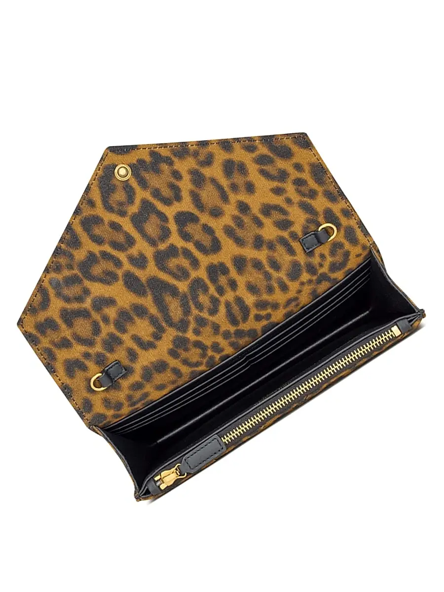 Saint Laurent Women's Cassandre Envelope Chain Wallet in Canvas - Leopard | Thumbnail 6