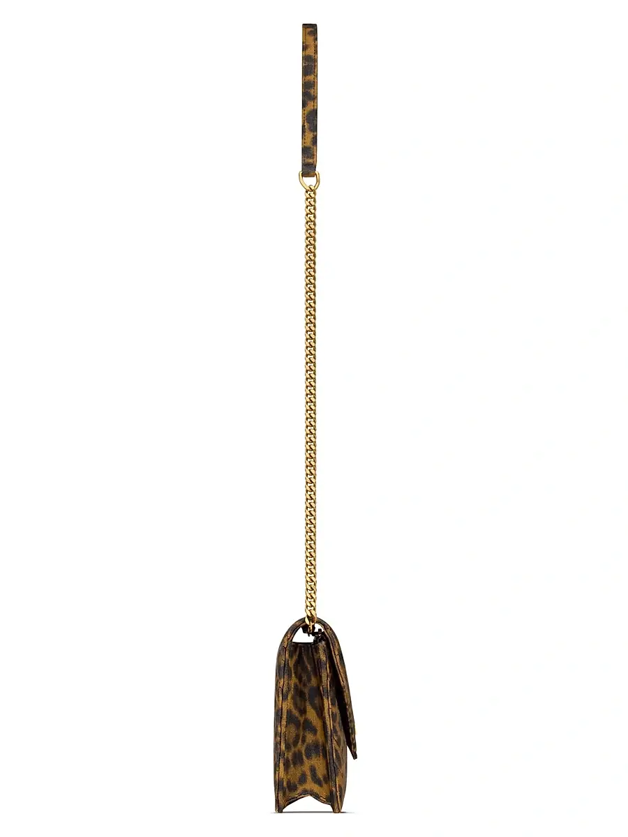 Saint Laurent Women's Cassandre Envelope Chain Wallet in Canvas - Leopard | Thumbnail 7