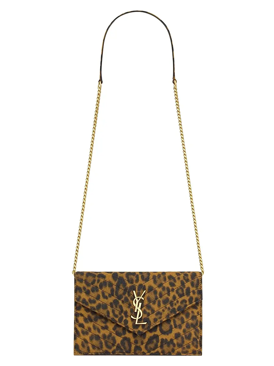 Saint Laurent Women's Cassandre Envelope Chain Wallet in Canvas - Leopard | Image 1 Saint Laurent Women's Cassandre Envelope Chain Wallet in Canvas - Leopard | Image 1