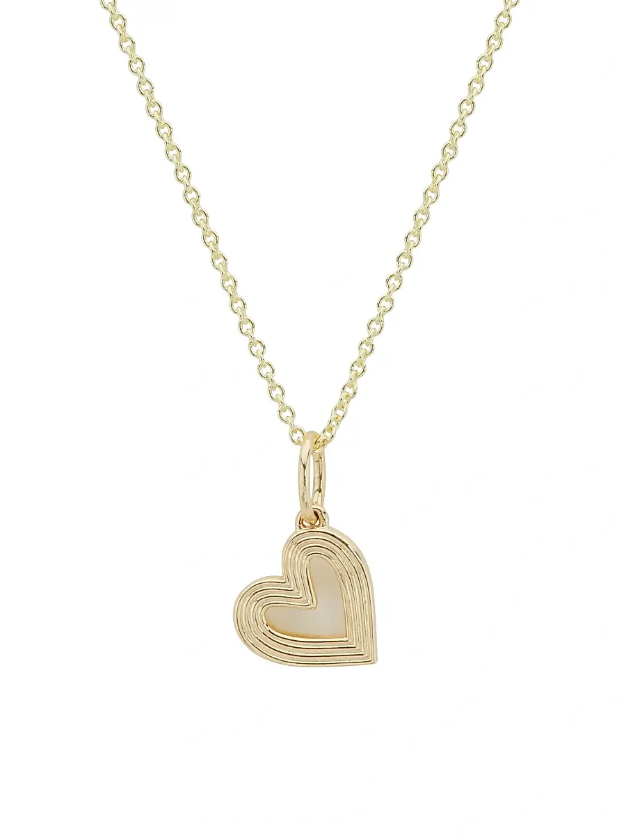 Women's Love Notes 14K Yellow Gold Fluted Heart Pendant Necklace Women's Love Notes 14K Yellow Gold Fluted Heart Pendant Necklace