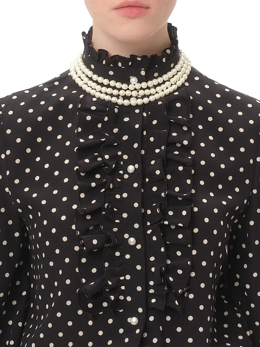 Valentino Women's Crepe De Chine Shirt | Thumbnail 6