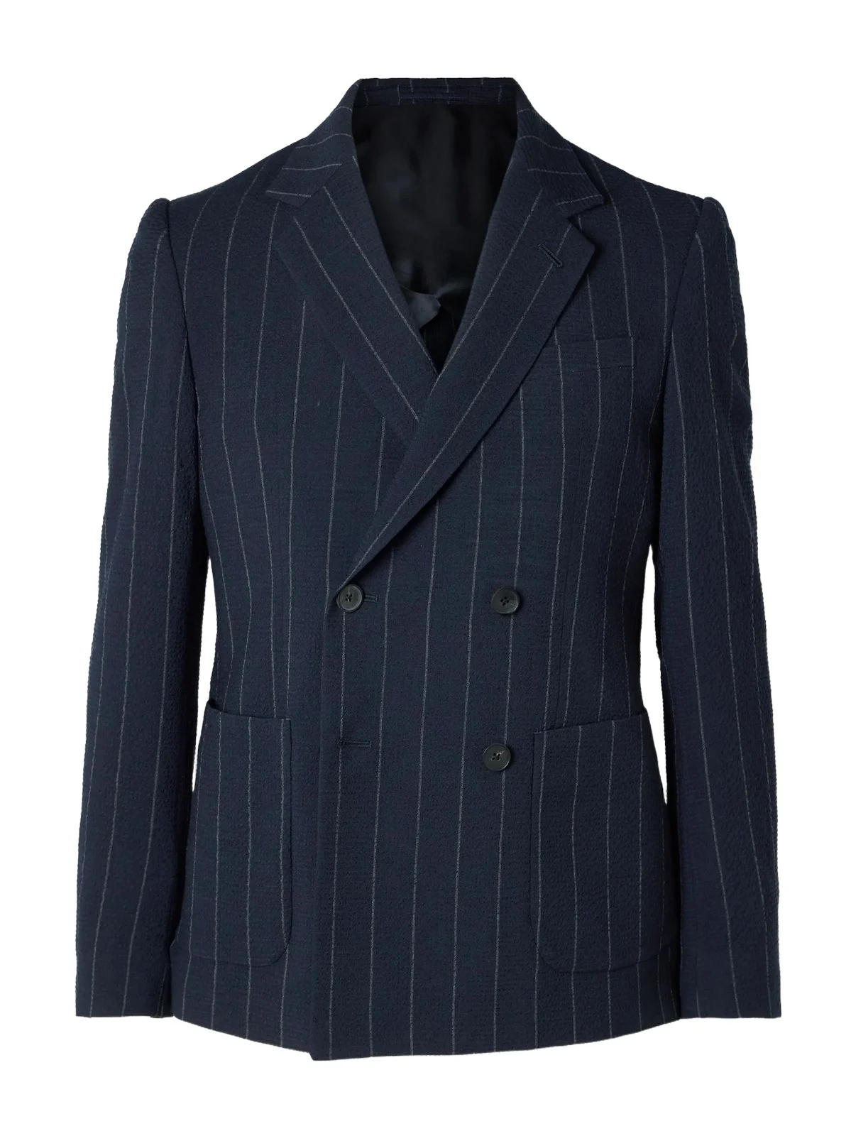 Slim-Fit Pinstriped Wool-Blend Seersucker Suit Jacket - Men