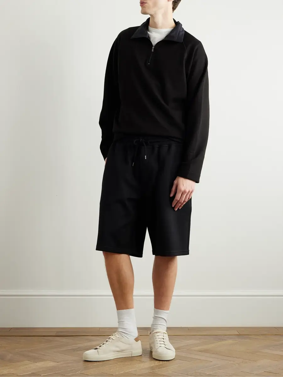 Brunello Cucinelli Straight-Leg Cotton-Blend Jersey Drawstring Shorts - Men | Thumbnail 2 Brunello Cucinelli Straight-Leg Cotton-Blend Jersey Drawstring Shorts - Men | Thumbnail 2