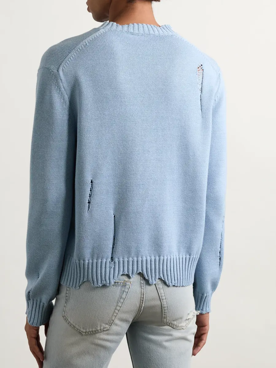 Alexander McQueen Distressed Cotton Sweater - Men | Thumbnail 3 Alexander McQueen Distressed Cotton Sweater - Men | Thumbnail 3