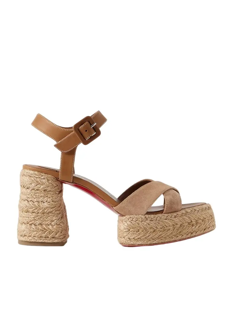 Christian Louboutin Calakala 70 Nubuck And Suede Espadrille Platform Sandals | Image 1 Christian Louboutin Calakala 70 Nubuck And Suede Espadrille Platform Sandals | Image 1
