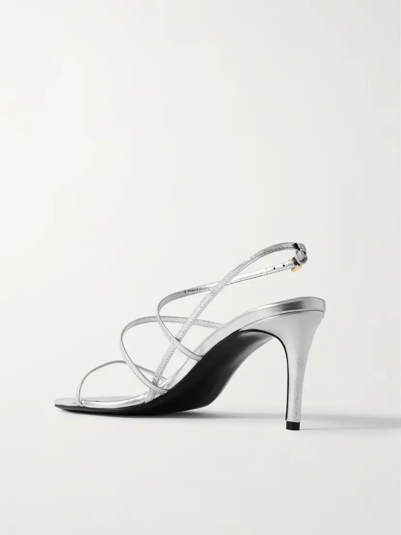 Khaite Loop Metallic Crinkled-leather Sandals | Thumbnail 3
