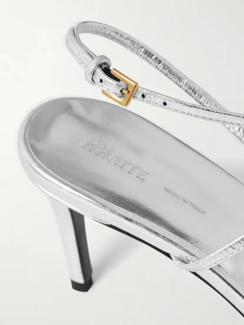 Khaite Loop Metallic Crinkled-leather Sandals | Thumbnail 4
