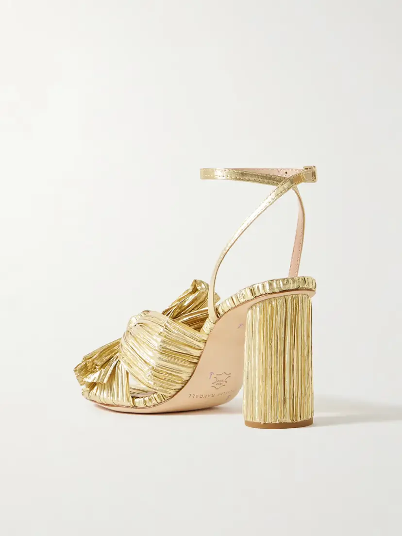 Loeffler Randall Camellia Bow-embellished Lamé Sandals | Thumbnail 3