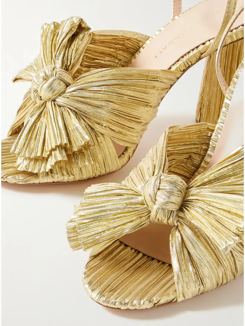 Loeffler Randall Camellia Bow-embellished Lamé Sandals | Thumbnail 4