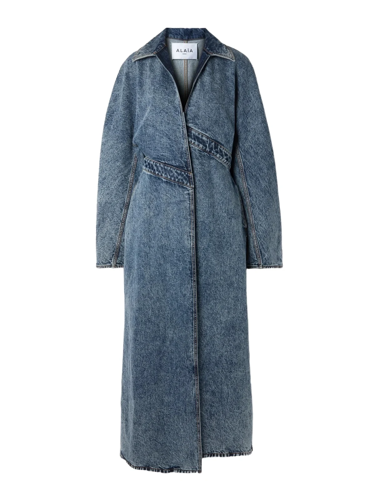 ALAÏA Spiral Asymmetric Denim Coat