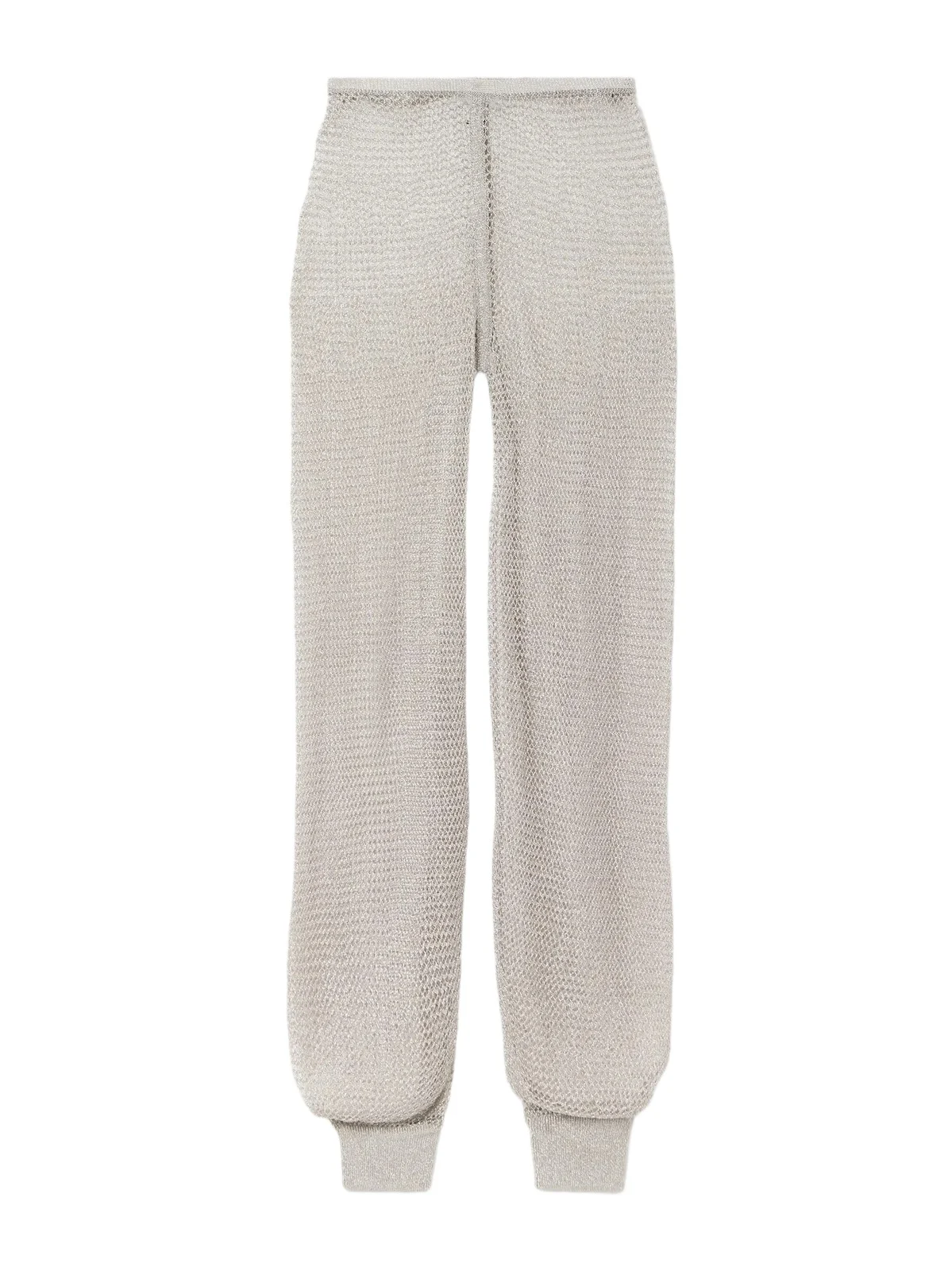 ALAÏA Metallic Open-knit Wide-leg Pants