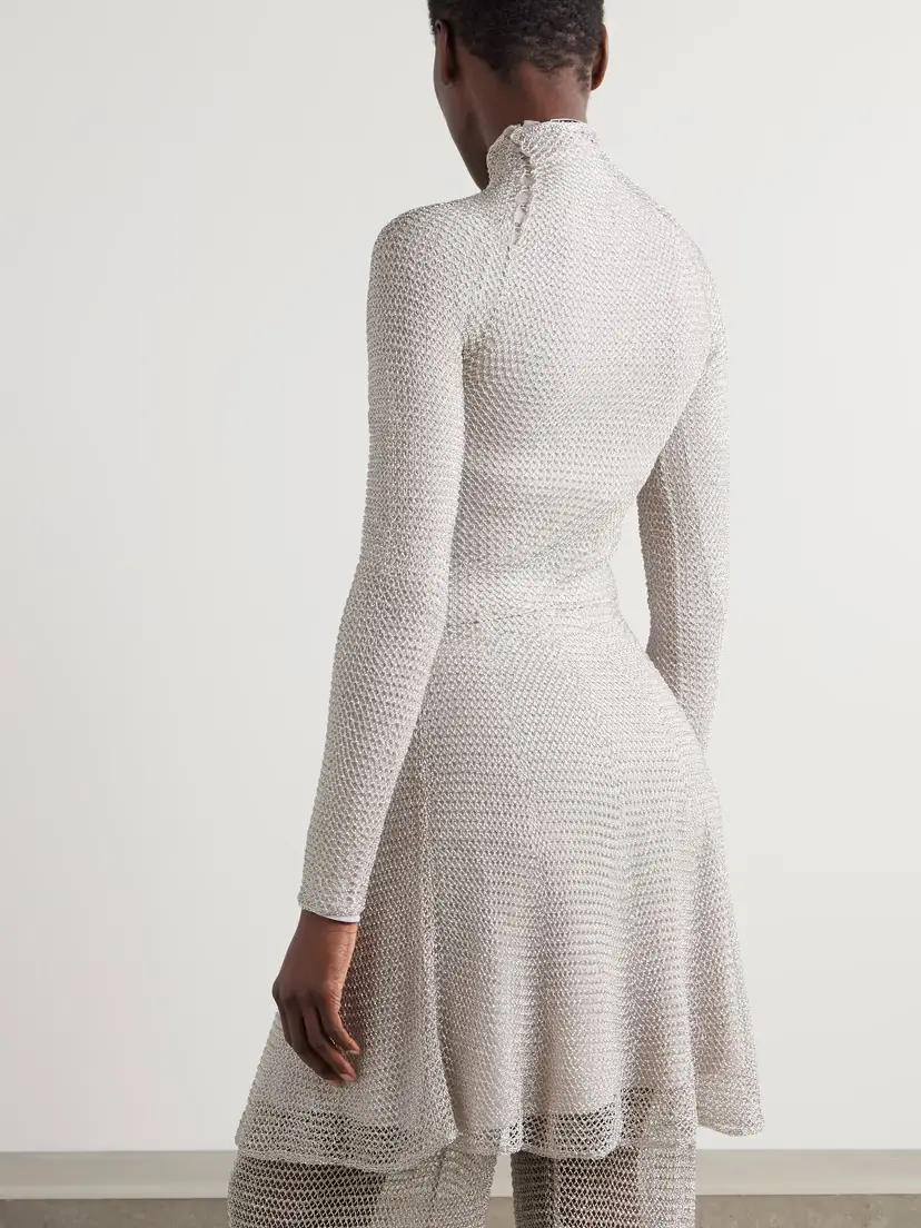 Alaïa Metallic Open-knit Turtleneck Mini Dress | Thumbnail 3 Alaïa Metallic Open-knit Turtleneck Mini Dress | Thumbnail 3