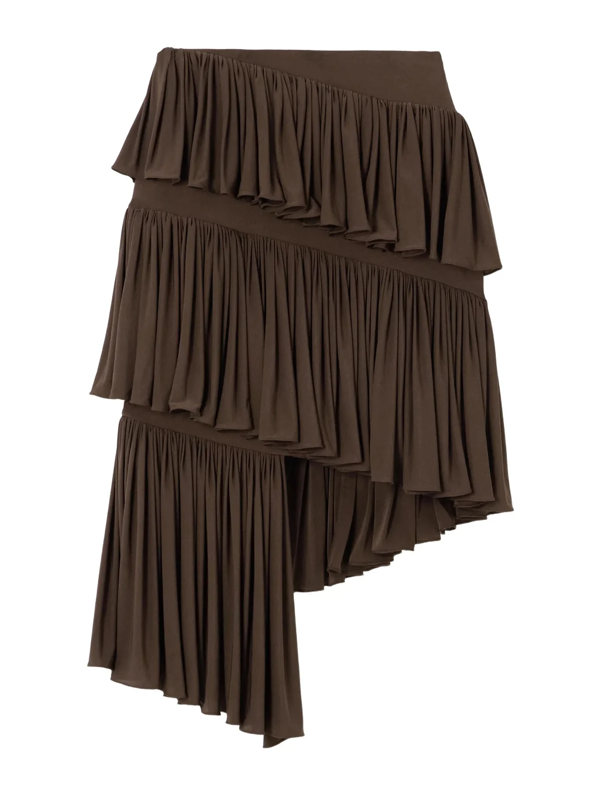 Tiered Asymmetric Jersey Mini Skirt