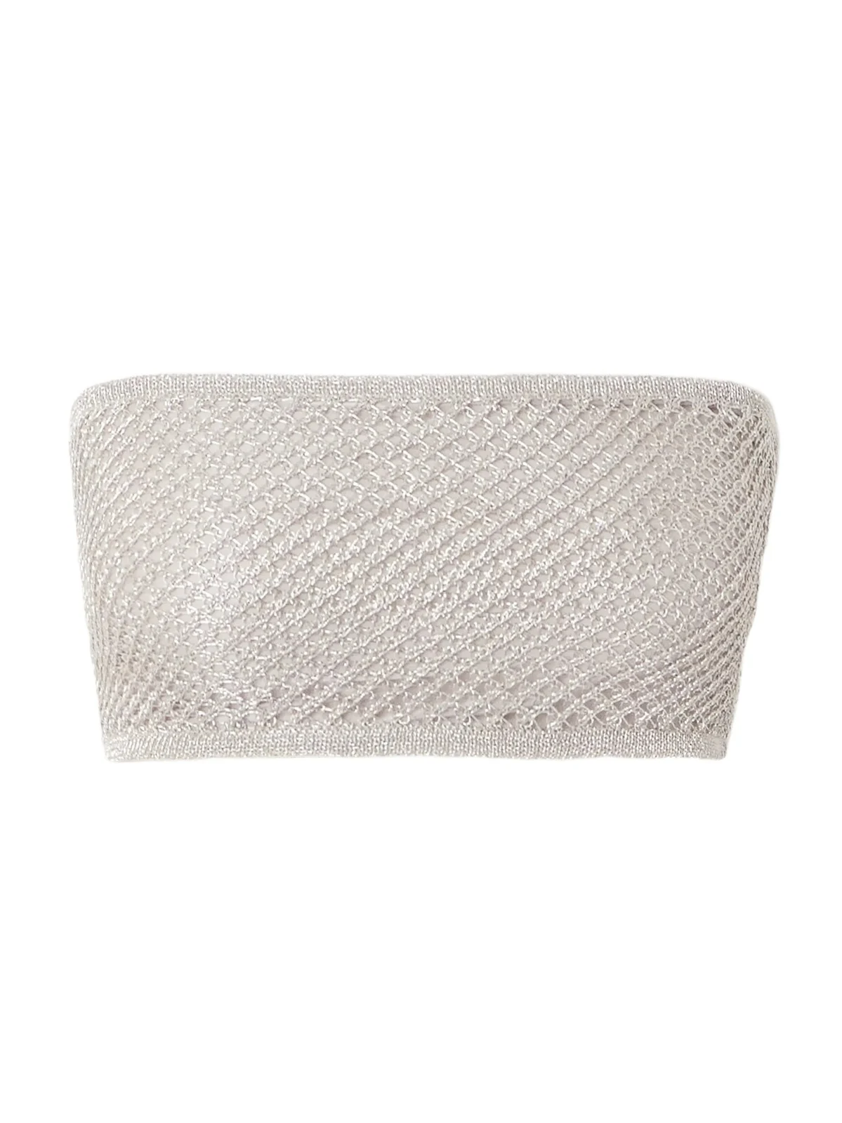 ALAÏA Cropped Metallic Open-knit Bandeau Top